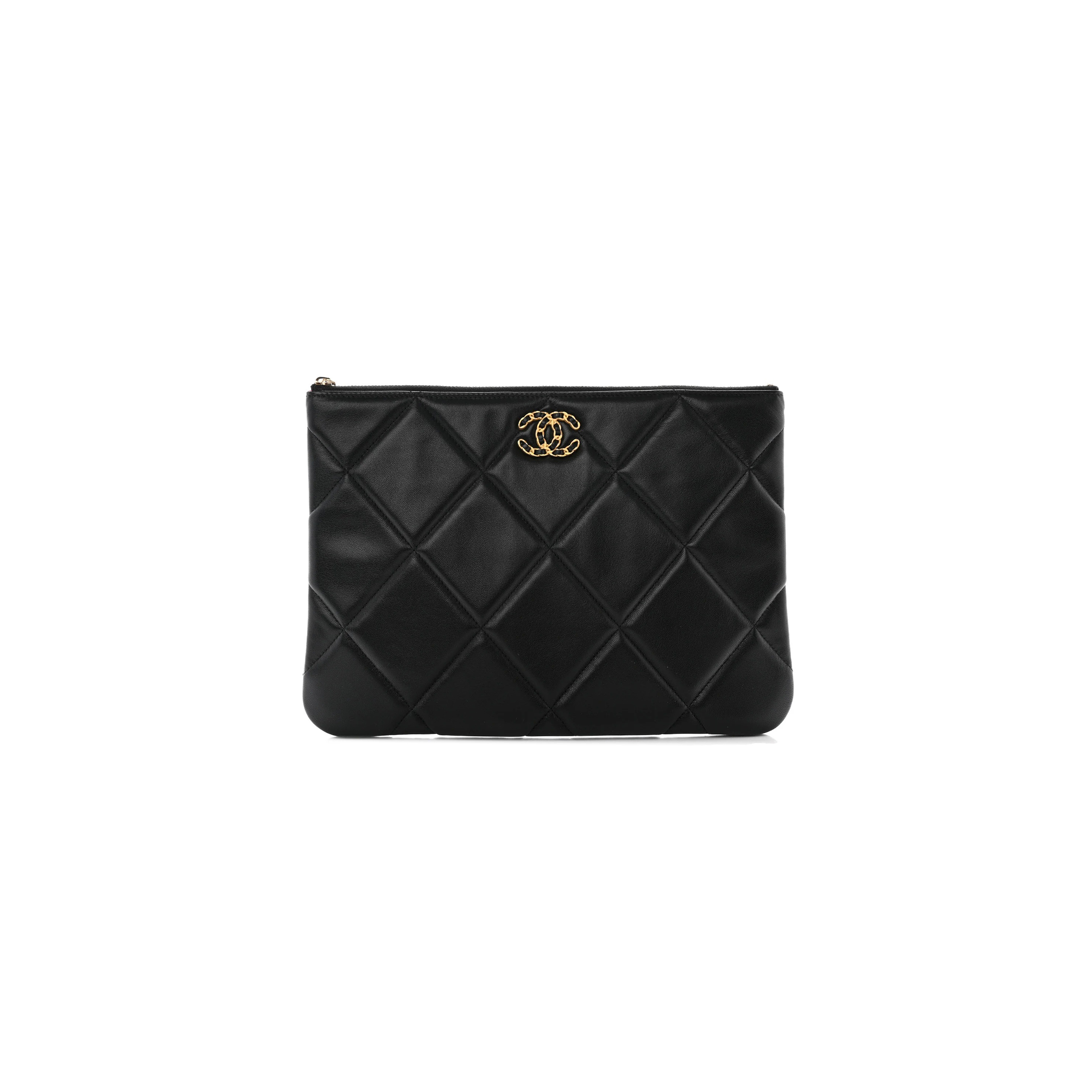 CHANEL MASTER GOATSKIN QUILTED LARGE CHANEL 19 POUCH BLACK (28*20*1cm)